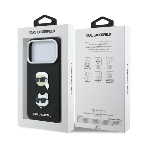 Karl Lagerfeld Pu Semi Wrap Saffiano K&Ch Heads tok, Apple iPhone 18 Pro Max - fekete