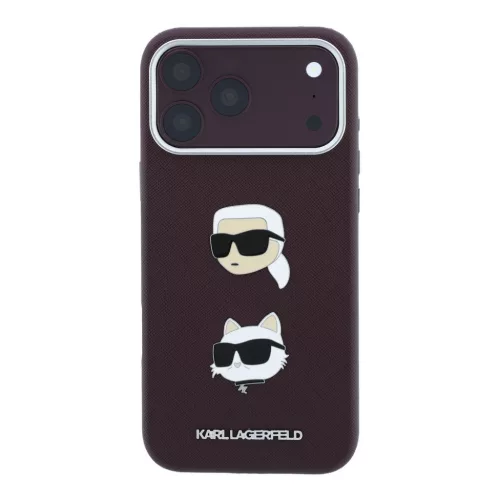 Karl Lagerfeld Pu Semi Wrap Saffiano K&Ch Heads tok, Apple iPhone 18 Pro - Burgundy