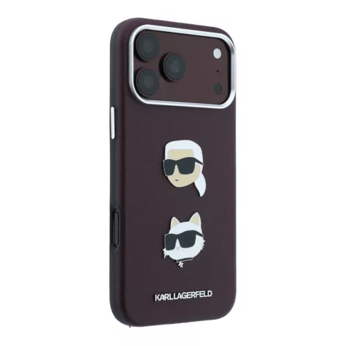 Karl Lagerfeld Pu Semi Wrap Saffiano K&Ch Heads tok, Apple iPhone 18 Pro - Burgundy