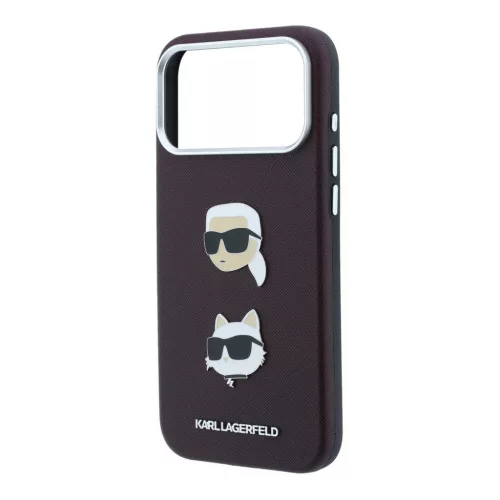 Karl Lagerfeld Pu Semi Wrap Saffiano K&Ch Heads tok, Apple iPhone 18 Pro - Burgundy