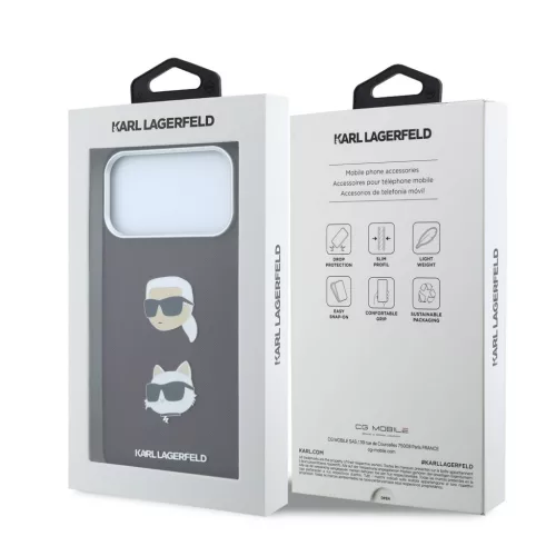 Karl Lagerfeld Pu Semi Wrap Saffiano K&Ch Heads tok, Apple iPhone 18 Pro Max - Burgundy