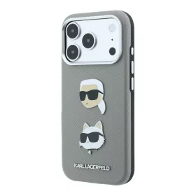   Karl Lagerfeld Pu Semi Wrap Saffiano K&Ch Heads tok, Apple iPhone 18 Pro - szürke