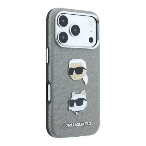 Karl Lagerfeld Pu Semi Wrap Saffiano K&Ch Heads tok, Apple iPhone 18 Pro - szürke