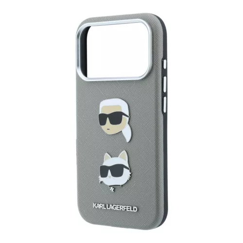 Karl Lagerfeld Pu Semi Wrap Saffiano K&Ch Heads tok, Apple iPhone 18 Pro - szürke