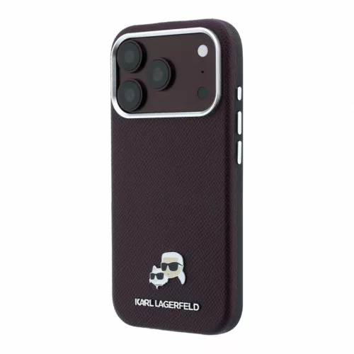 Karl Lagerfeld Pu Grained Semi Wrap K&Amp;Ch Heads MagSafe tok, Apple iPhone 18 Pro Max - Burgundy