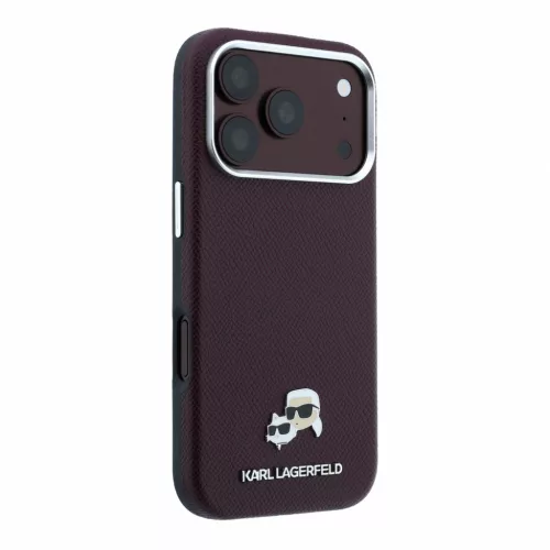 Karl Lagerfeld Pu Grained Semi Wrap K&Amp;Ch Heads MagSafe tok, Apple iPhone 18 Pro Max - Burgundy