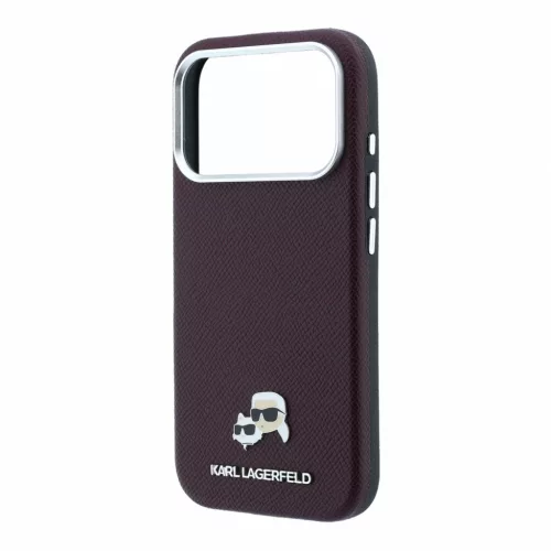 Karl Lagerfeld Pu Grained Semi Wrap K&Amp;Ch Heads MagSafe tok, Apple iPhone 18 Pro Max - Burgundy
