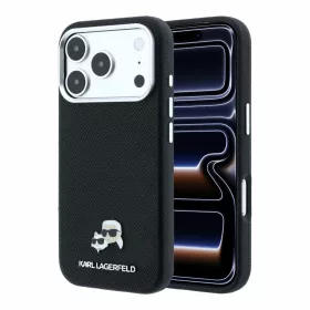  Karl Lagerfeld Pu Grained Semi Wrap K&Amp;Ch Heads MagSafe tok, Apple iPhone 18 Pro - fekete