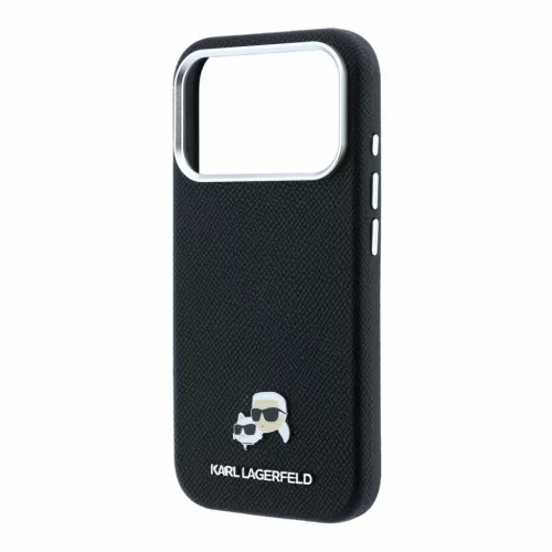 Karl Lagerfeld Pu Grained Semi Wrap K&Amp;Ch Heads MagSafe tok, Apple iPhone 18 Pro - fekete