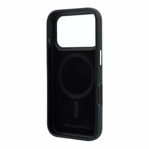 Karl Lagerfeld Pu Grained Semi Wrap K&Amp;Ch Heads MagSafe tok, Apple iPhone 18 Pro - fekete