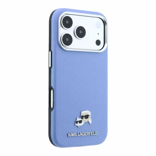 Karl Lagerfeld Pu Grained Semi Wrap K&Amp;Ch Heads MagSafe tok, Apple iPhone 18 Pro - kék