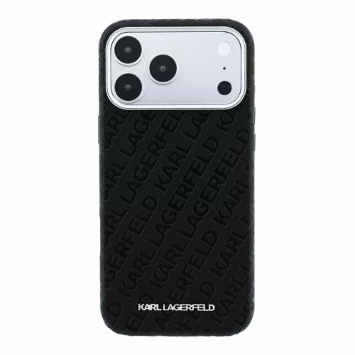 Karl Lagerfeld Pu Grained Allover Semi Wrap MagSafe tok, iPhone 18 Pro - fekete