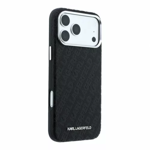 Karl Lagerfeld Pu Grained Allover Semi Wrap MagSafe tok, iPhone 18 Pro - fekete