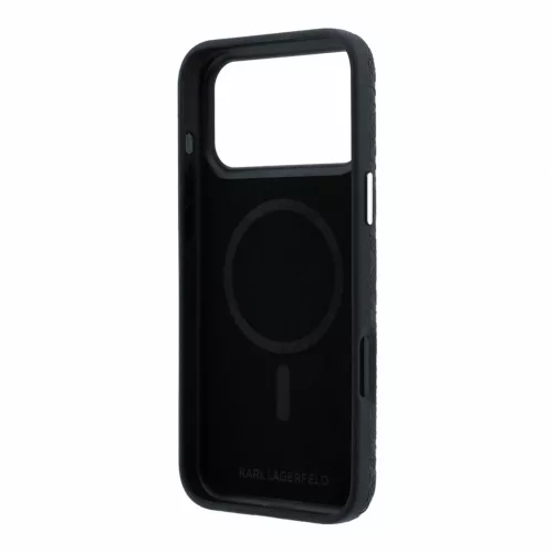 Karl Lagerfeld Pu Grained Allover Semi Wrap MagSafe tok, iPhone 18 Pro - fekete