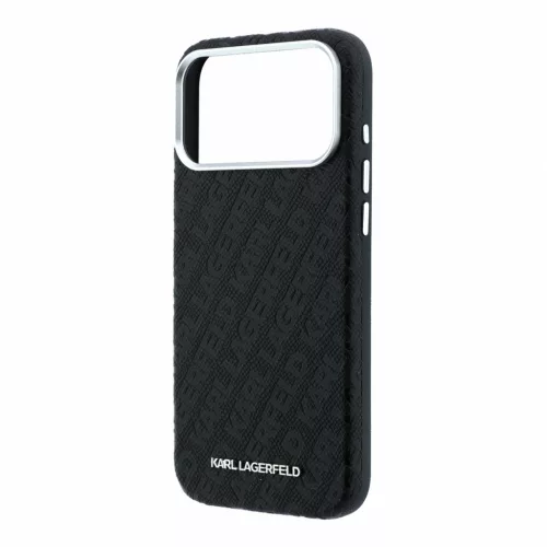 Karl Lagerfeld Pu Grained Allover Semi Wrap MagSafe tok, iPhone 18 Pro Max - fekete
