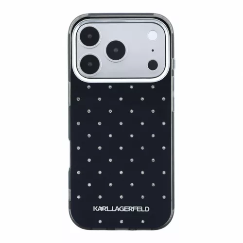 Karl Lagerfeld Iml Rhinestones Allover MagSafe tok, iPhone 18 Pro - fekete