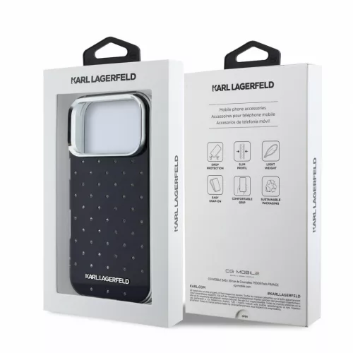 Karl Lagerfeld Iml Rhinestones Allover MagSafe tok, iPhone 18 Pro Max - fekete