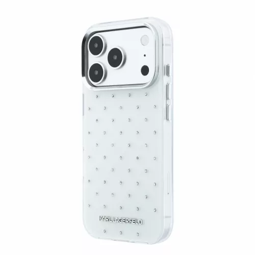 Karl Lagerfeld Iml Rhinestones Allover MagSafe tok, iPhone 18 Pro - fehér