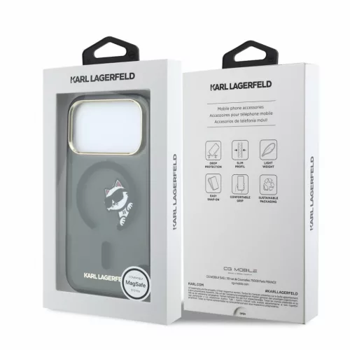 Karl Lagerfeld IML Choupette Peekaboo MagSafe tok, Apple iPhone 18 Pro - fekete