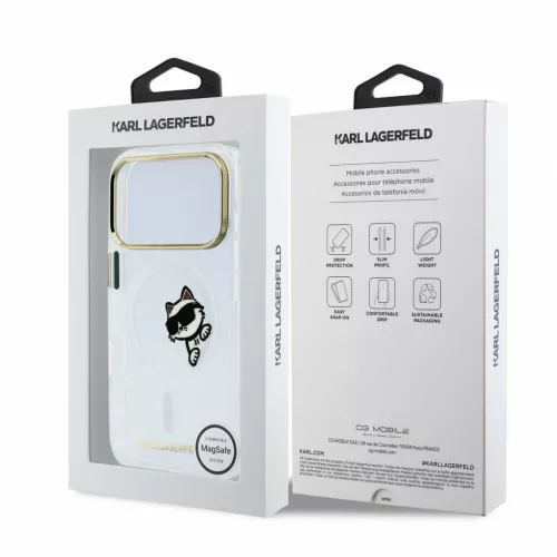 Karl Lagerfeld IML Choupette Peekaboo MagSafe tok, Apple iPhone 18 Pro - Transparent
