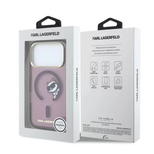 Karl Lagerfeld IML Choupette Peekaboo MagSafe tok, Apple iPhone 18 Pro - Burgundy