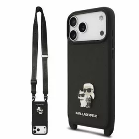   Karl Lagerfeld Saffiano Crossbody Popruh Karl And Choupette tok, iPhone 18 Pro - fekete