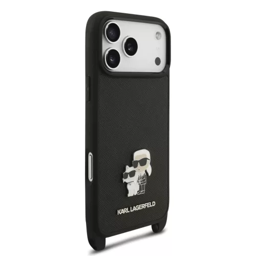 Karl Lagerfeld Saffiano Crossbody Popruh Karl And Choupette tok, iPhone 18 Pro - fekete