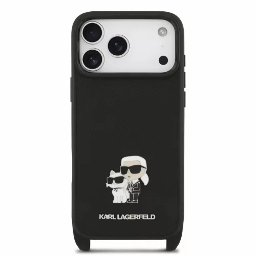 Karl Lagerfeld Saffiano Crossbody Popruh Karl And Choupette tok, iPhone 18 Pro Max - fekete