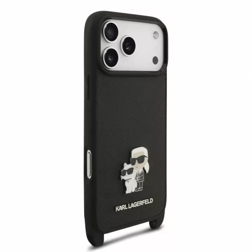 Karl Lagerfeld Saffiano Crossbody Popruh Karl And Choupette tok, iPhone 18 Pro Max - fekete