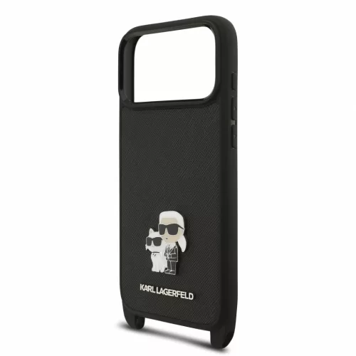 Karl Lagerfeld Saffiano Crossbody Popruh Karl And Choupette tok, iPhone 18 Pro Max - fekete