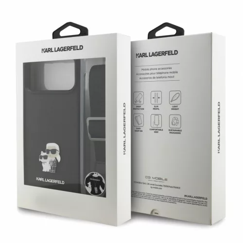 Karl Lagerfeld Saffiano Crossbody Popruh Karl And Choupette tok, iPhone 18 Pro Max - fekete