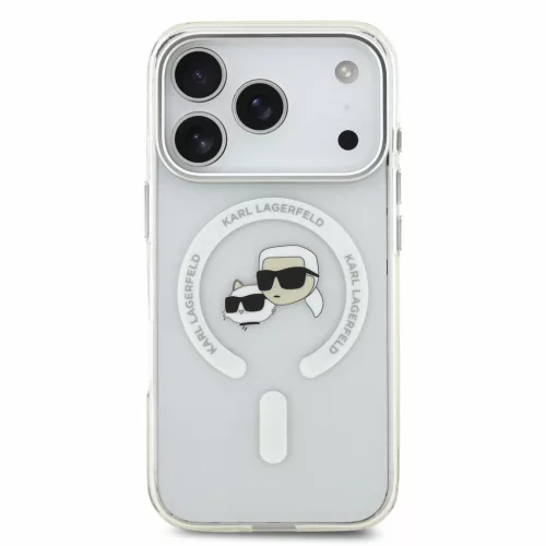 Karl Lagerfeld Iml K&Amp;Ch Heads Metal Frame MagSafe tok, iPhone 18 Pro - fehér
