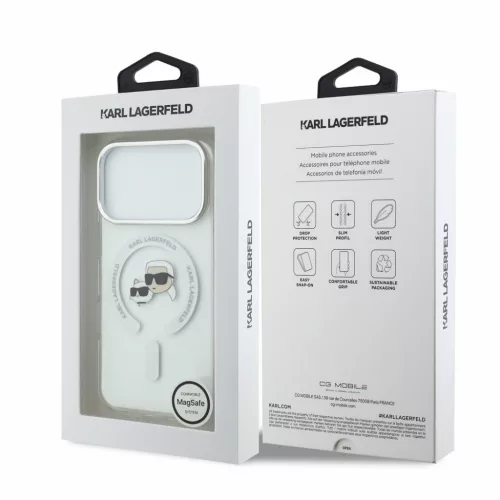 Karl Lagerfeld Iml K&Amp;Ch Heads Metal Frame MagSafe tok, iPhone 18 Pro - fehér