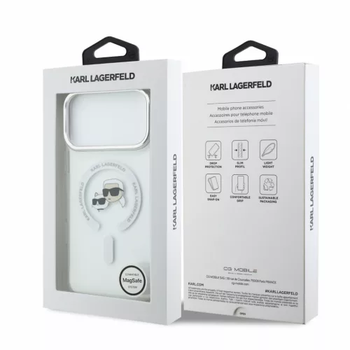 Karl Lagerfeld Iml K&Amp;Ch Heads Metal Frame MagSafe tok, iPhone 18 Pro Max - fehér