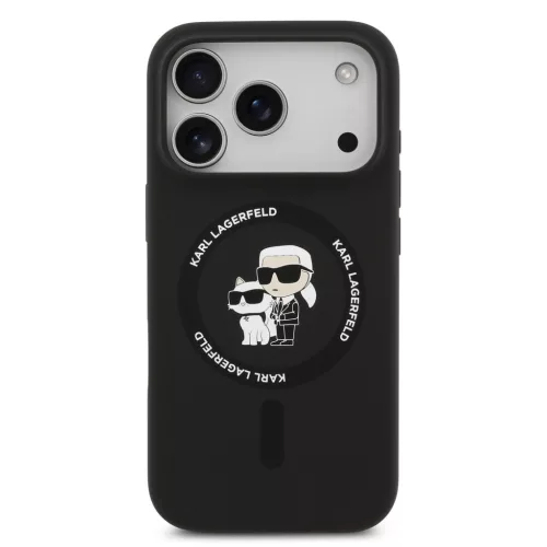 Karl Lagerfeld Liquid Silicone Karl And Choupette MagSafe tok, Apple iPhone 18 Pro - fekete