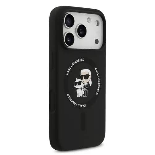 Karl Lagerfeld Liquid Silicone Karl And Choupette MagSafe tok, Apple iPhone 18 Pro - fekete
