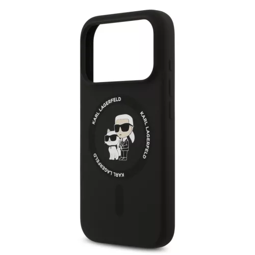Karl Lagerfeld Liquid Silicone Karl And Choupette MagSafe tok, Apple iPhone 18 Pro - fekete
