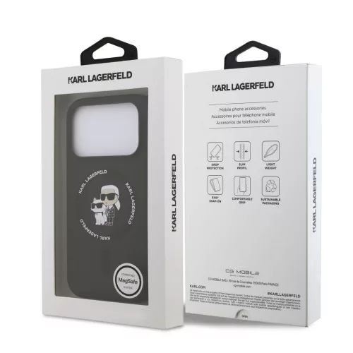 Karl Lagerfeld Liquid Silicone Karl And Choupette MagSafe tok, Apple iPhone 18 Pro Max - fekete