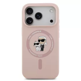   Karl Lagerfeld Liquid Silicone Karl And Choupette MagSafe tok, Apple iPhone 18 Pro - rózsaszín
