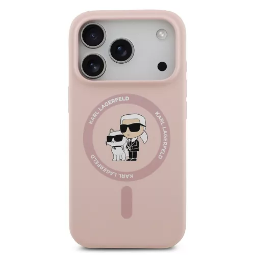 Karl Lagerfeld Liquid Silicone Karl And Choupette MagSafe tok, Apple iPhone 18 Pro - rózsaszín