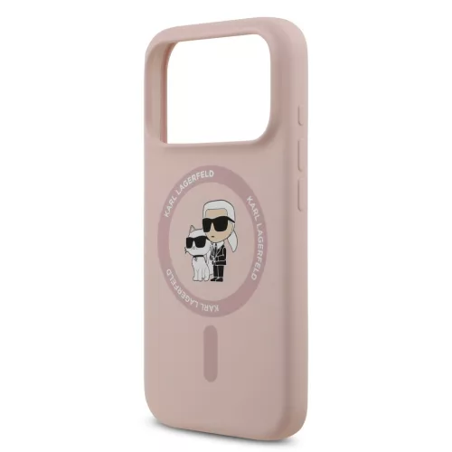 Karl Lagerfeld Liquid Silicone Karl And Choupette MagSafe tok, Apple iPhone 18 Pro - rózsaszín