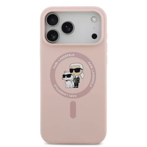 Karl Lagerfeld Liquid Silicone Karl And Choupette MagSafe tok, Apple iPhone 18 Pro Max - rózsaszín