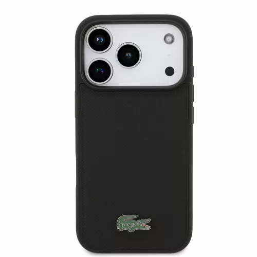 Lacoste PVC Iconic Petit Pique Metal Logo MagSafe tok, Apple iPhone 18 Pro - Black