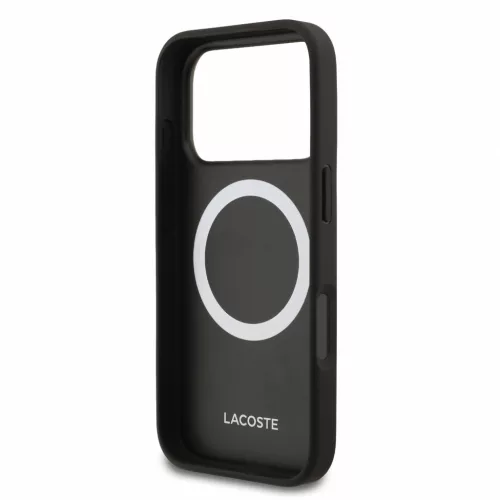 Lacoste PVC Iconic Petit Pique Metal Logo MagSafe tok, Apple iPhone 18 Pro - Black