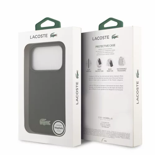 Lacoste PVC Iconic Petit Pique Metal Logo MagSafe tok, Apple iPhone 18 Pro - Black