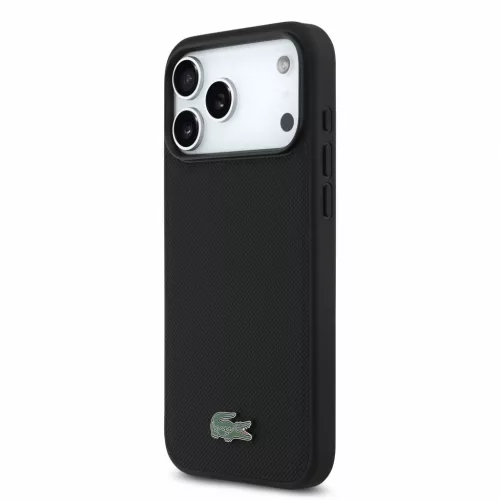 Lacoste PVC Iconic Petit Pique Metal Logo MagSafe tok, Apple iPhone 18 Pro Max - Black