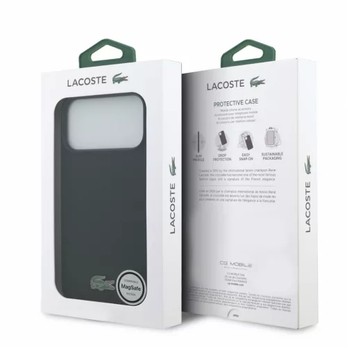 Lacoste PVC Iconic Petit Pique Metal Logo MagSafe tok, Apple iPhone 18 Pro Max - Black