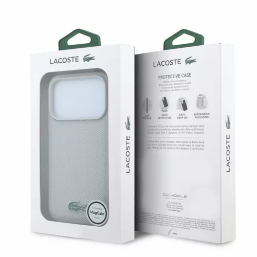 Lacoste PVC Iconic Petit Pique Metal Logo MagSafe tok, Apple iPhone 18 Pro Max - szürke