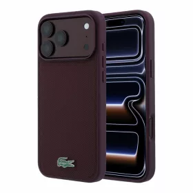   Lacoste PVC Iconic Petit Pique Metal Logo MagSafe tok, Apple iPhone 18 Pro - Burgundy