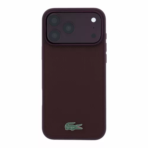 Lacoste PVC Iconic Petit Pique Metal Logo MagSafe tok, Apple iPhone 18 Pro - Burgundy
